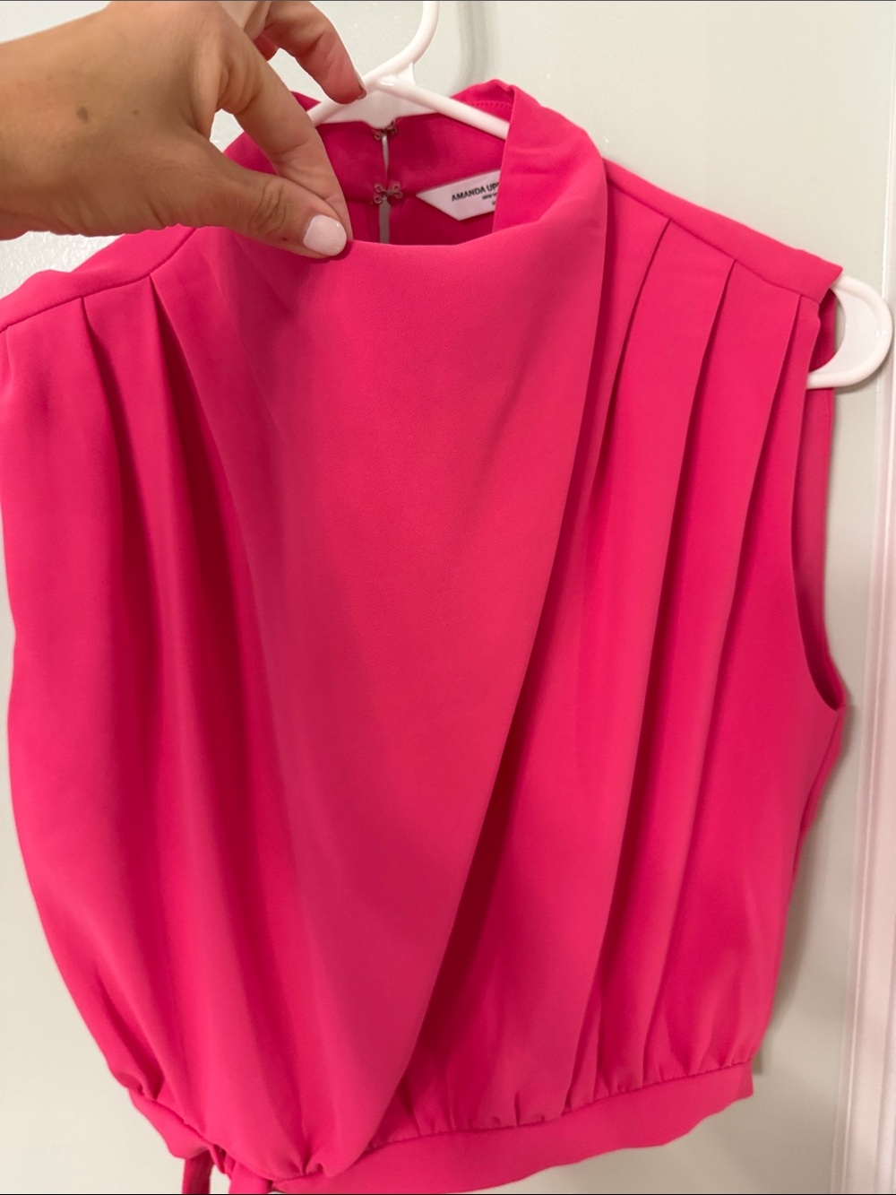 Amanda Uprichard Hot Pink Sleeveless Tie-Hem Camisole - Picture 4 of 4